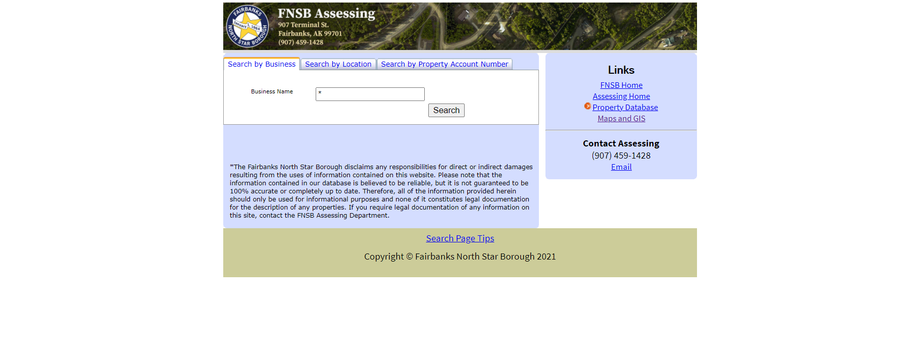 Old FNSB Property Database Home Page